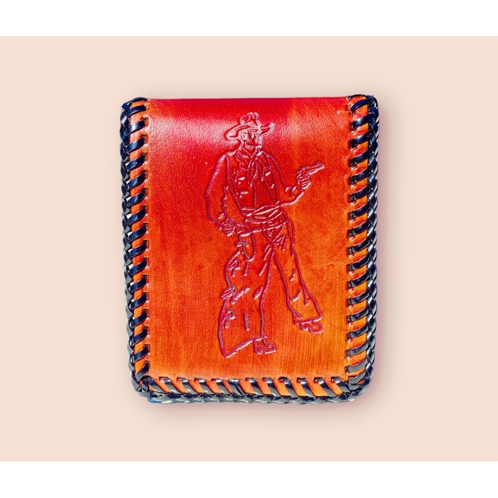 Custom Made Hand Tooled Leather Wallet With Cowboy Design